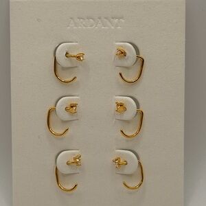 Ardent Earrings 18K Gold Moissanite Backless 3 Pair